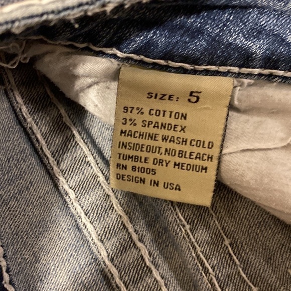 L.a. Idol Girls White Stitch Bling Blue Jeans (Size 5) - Picture 6 of 12